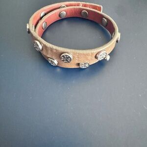 Tory Burch Brown Leather Studded Bracelet